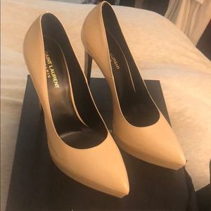 Ysl platform pointy nude pumps